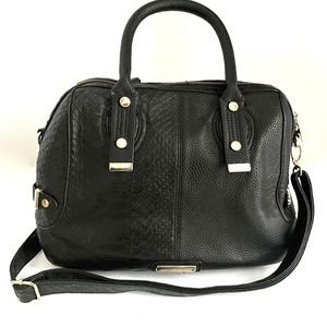 😍🌻 Steve Madden Medium Purse Satchel Shoulder Bag Black Snake Vegan Leather